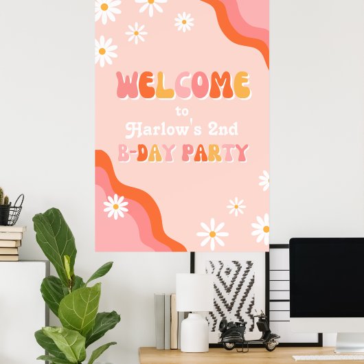 デジタルGroovy誕生日パーティー歓迎サイン ポスター (ホームオフィス)