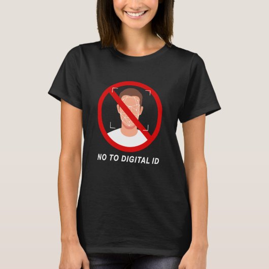 デジタルIDに反対しよう 自由と保守的な顔 S Tシャツ (正面)