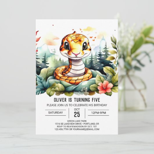 デジタルPython誕生祝い 招待状 (スタンド正面)