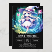 デジタ威厳のあるルウィザード誕生日 招待状 (正面/裏面)