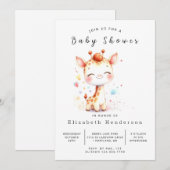 デジタ素朴ルキリン赤ちゃんシャワー 招待状 (正面/裏面)