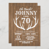 デジタ素朴ル鹿誕生日招待状。おおバック！ 招待状 (正面/裏面)