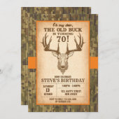デジタ素朴ル鹿誕生日招待状 招待状 (正面/裏面)
