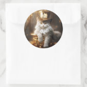 デジタ絵を描ルのおもしろい猫 ラウンドシール (バッグ)