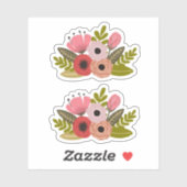 デジタ絵を描ル花イラストレーション切り シール (シート)