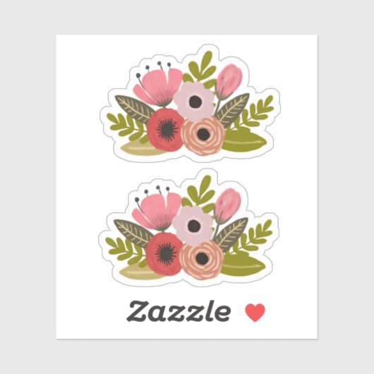 デジタ絵を描ル花イラストレーション切り シール (シート)