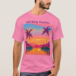 デジタ絵画ルの日の出のヤシの木オフ教えデューティ Tシャツ