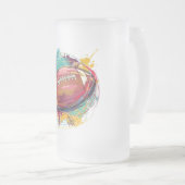 デジタ色彩の鮮やかルアメリカンフットボールデザイン フロストグラスビールジョッキ (正面右)