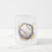 デジタ色彩の鮮やかル野球デザイン フロストグラスマグカップ (中央)