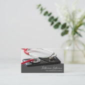 デジタ頭が切れるル聴診器頭が切れる付き医師 名刺 (スタンド正面)