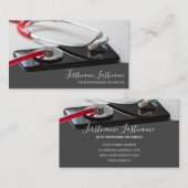 デジタ頭が切れるル聴診器頭が切れる付き医師 名刺 (正面/裏面)