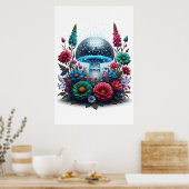 デジタ鮮やかルディスコボールきのこ ポスター (キッチン)