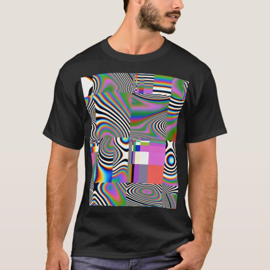 デジタ鮮やかル抽象芸術のジオメトリ背景 Tシャツ (正面)