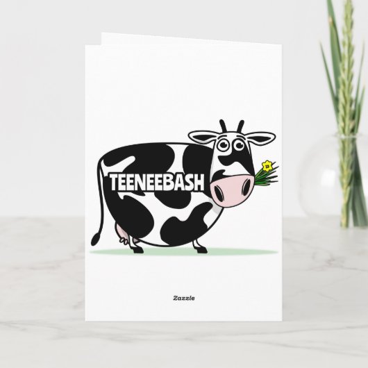 デジャッモープ!かわいい漫画の牛のハッピーバースデー カード (裏面)