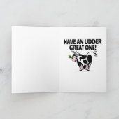 デジャッモープ！かわいい漫画の牛のハッピーバースデー カード (内部)