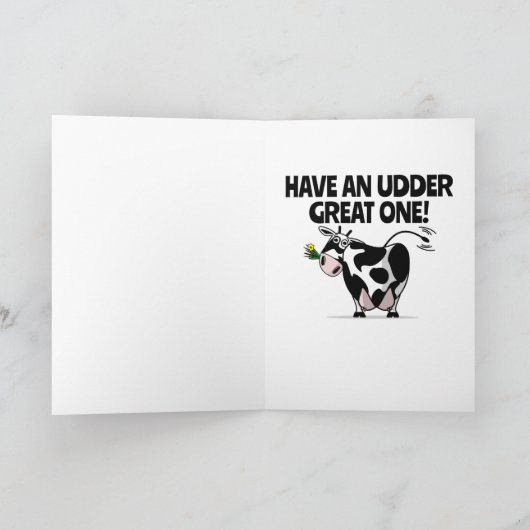 デジャッモープ！かわいい漫画の牛のハッピーバースデー カード (内部)