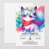 デジ絵を描タルキツネ誕生日 招待状 (正面/裏面)