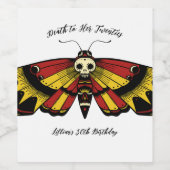 デスへ20s誕生日蛾とスカルデザインナプキン ワインラベル (シングルラベル)