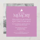 デスアニバーサリー白い鳩ピンクの白い写真 招待状 (正面/裏面)