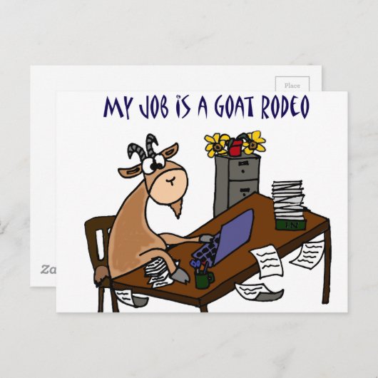 デスクおもしろいでヤギのヤギRodeoジョブユーモア ポストカード (正面/裏面)