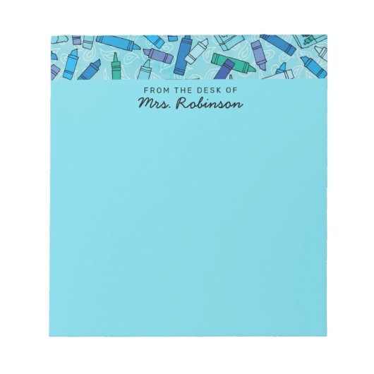 デスクからかわいいブルークレヨン先生 ノートパッド (正面)