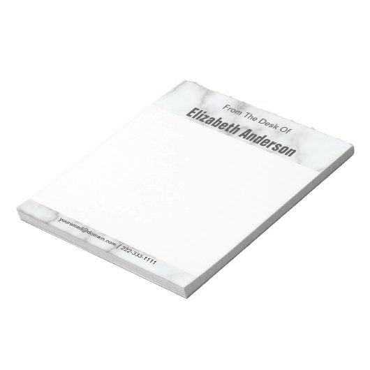 デスクからエレガントテンプレートフェイク白大理石 ノートパッド (回転)