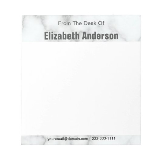 デスクからエレガントテンプレートフェイク白大理石 ノートパッド (正面)