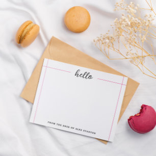 デスクからピンクのラインが届く ノートカード