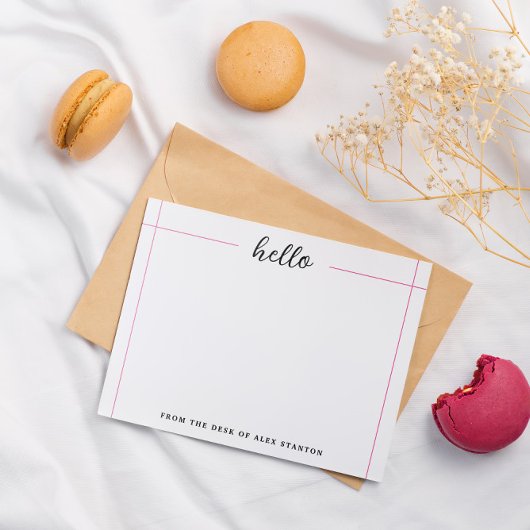 デスクからピンクのラインが届く ノートカード