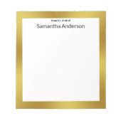 デスクから白黒と金ゴールドあなたの名前 ノートパッド (正面)