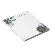 デスクから葉のジオメトリティール(緑がかった色)ブルー金ゴールド ノートパッド (アングル)