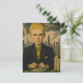 デスクでブロンドのビジネスマン ポストカード (スタンド正面)