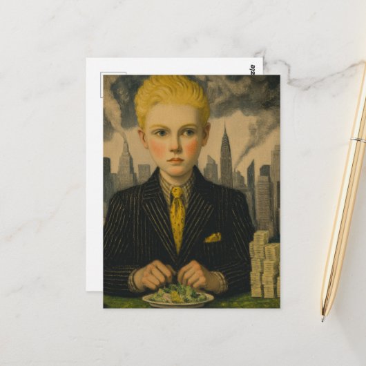 デスクでブロンドのビジネスマン ポストカード (正面/裏面インサイチュ)