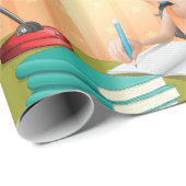 デスクで働く女の子ラッピング紙 ラッピングペーパー (ロールコーナー)