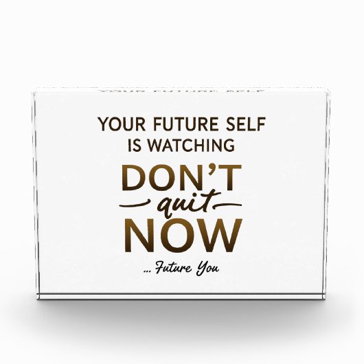 デスクのモチベーションアクリル製ブロックやめ – 今すぐ停止 フォトブロック (正面)