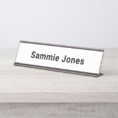 デスクまたは壁の変更が可能な白2x8名前プレート デスクネームプレート (正面)