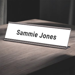 デスクまたは壁の変更が可能な白2x8名前プレート デスクネームプレート
