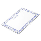 デスクエレガントからアンティークブルーフローラホワイト ノートパッド (アングル)