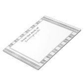 デスクエレガントからシックなシルバストライプのーホワイト ノートパッド (アングル)