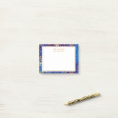 デスクエレガントからネイビーブルー金ゴールドダマスク ポストイット (デスク上)