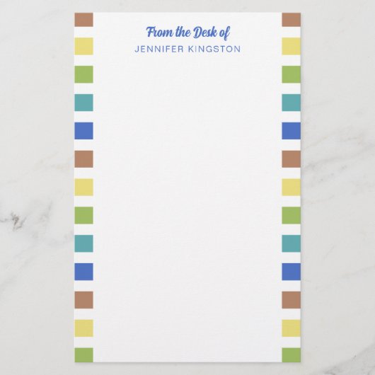 デスクカラフルストライプからミュートされた 便箋 (正面)