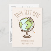 デスクグローブ。地理先生。ギフトテンプレート。 ポストカード (正面/裏面)