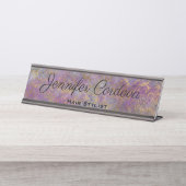 デスクサインパープル抽象芸術名プレート デスクネームプレート (正面)