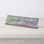 デスクサインピーコックティール（緑がかった色）抽象芸術名プレート デスクネームプレート (正面)