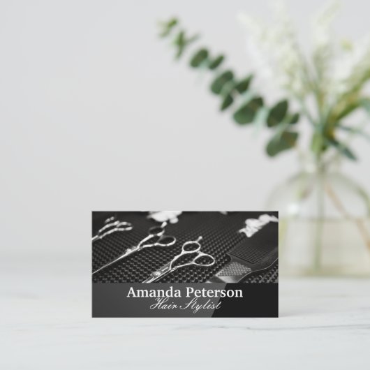 デスクトップの美容師ツール 名刺 (スタンド正面)