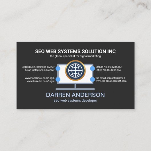 デスクトップコンピュータプラカードくもの巣SEOテクノロジ 名刺 (正面)