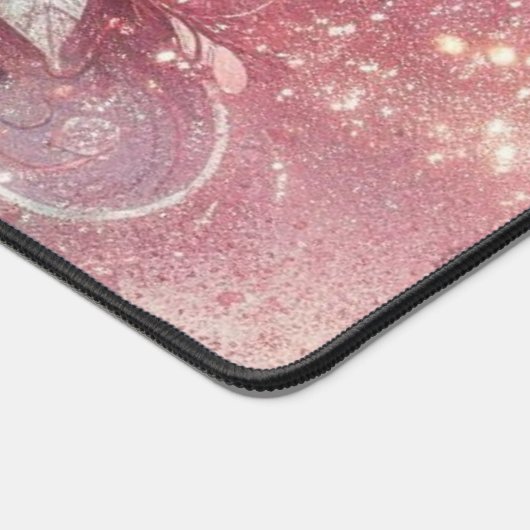 デスクトップピンクスパークルグリッター デスクマット (コーナー)