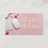 デスクトップ | ピンクレザーエンボスレタリング 名刺 (正面)