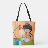 デスクトートバッグで働く女の子 トートバッグ (裏面)