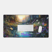 デスクパッド、クリークに沿ったワイルドフラワーパーソナライズされた デスクマット (キーボード&マウス)